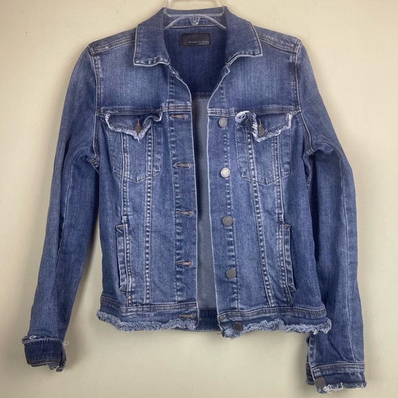 Articles of Society Blue Jean Denim Frayed Edge Jacket Sz Medium - Picture 4 of 14